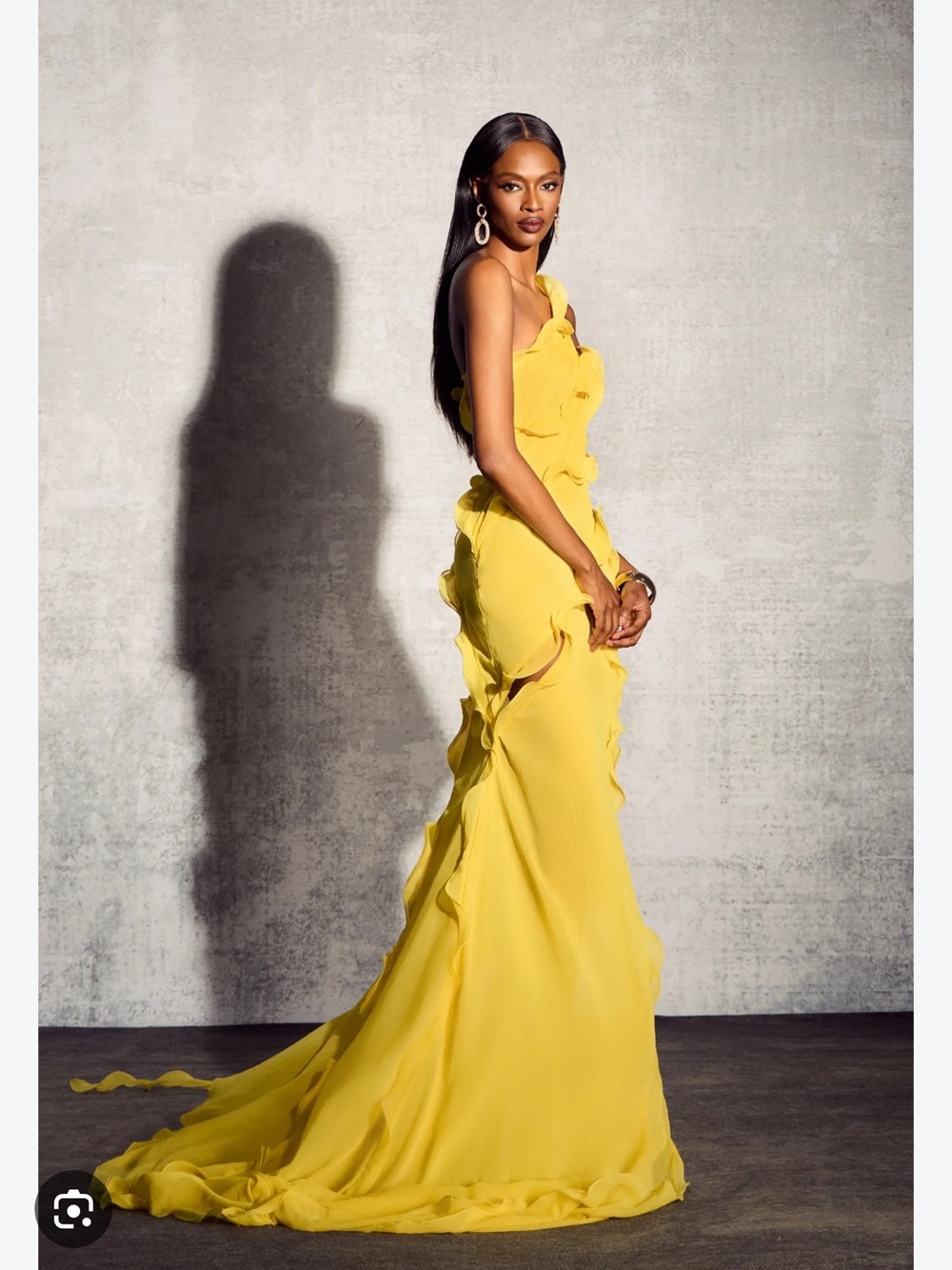 Sunfere One-Shoulder Ruffle Gown - Yellow - Picture 3 of 6